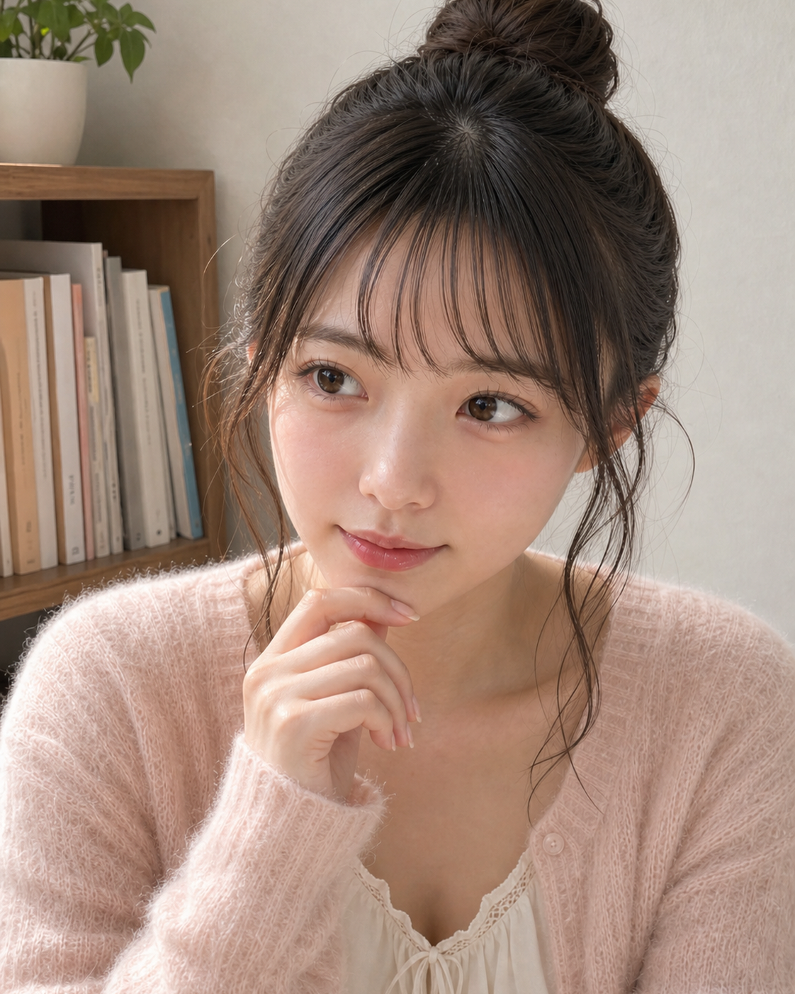 少し真剣な表情で条件を整理するNightChoice編集ナビゲーター・月島ひより